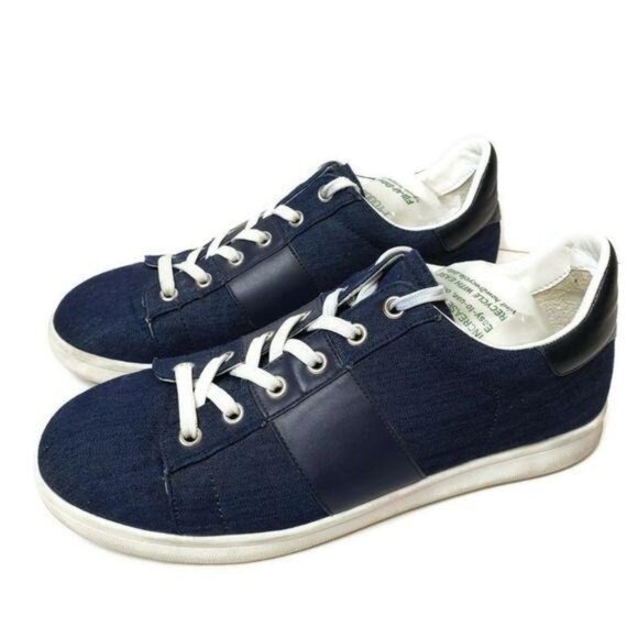 Sam Edelman men Denim navy blue Lace-Up Sneakers Size 10 Blue & White - Picture 1 of 10
